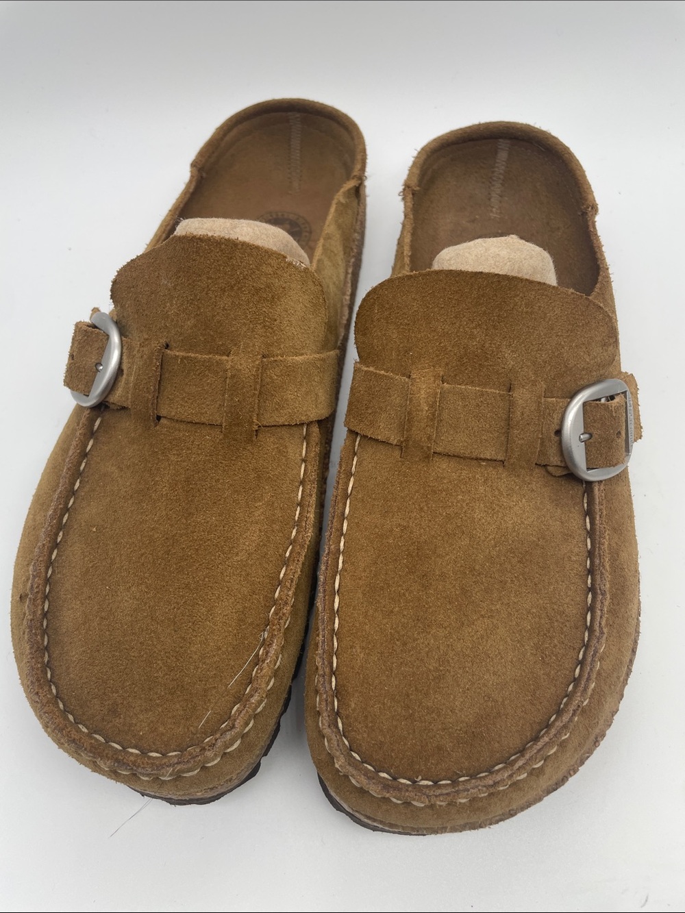 Birkenstock Women's Suede Loafers with Buckle - Tan